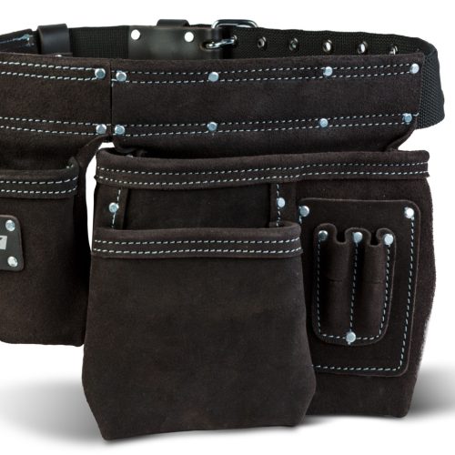 Professzionális bőr szerszámtartó öv - 7 zseb, 1 kalapácstartó, 4 ceruzatartó