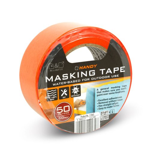 Maszkolószalag - vízbázisú - 50 m x 50 mm - sárga - kültéri