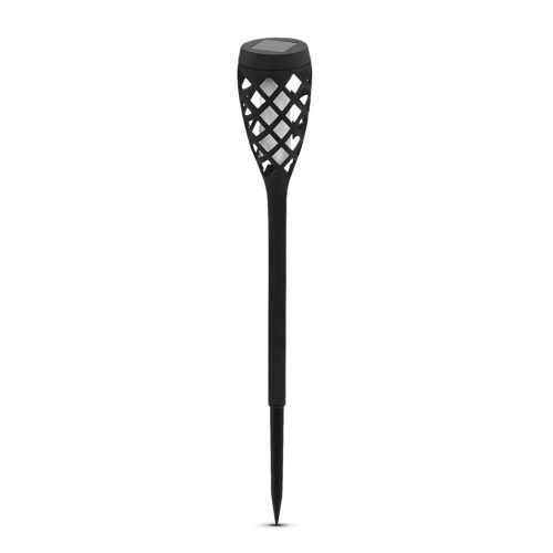 LED-es szolár lámpa - leszúrható - lángeffekt - 12 sárga LED - műanyag - fekete - 60 x 420 mm