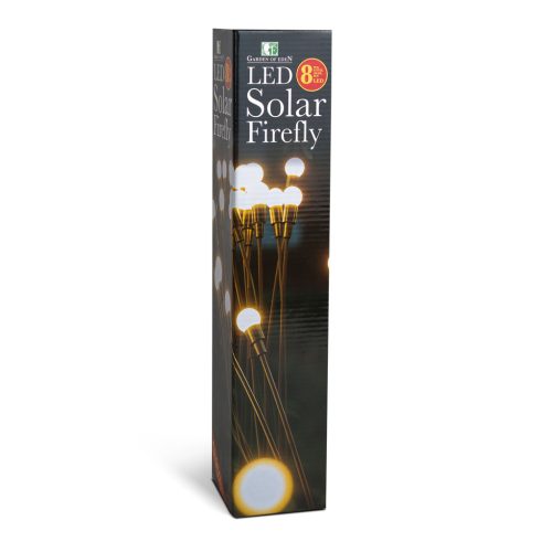 Leszúrható szolár lámpa - szentjánosbogár - 8 melegfehér LED - 70 cm