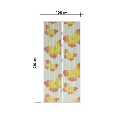 Szúnyogháló függöny ajtóra - mágneses - 100 x 210 cm - Sárga pillangós
