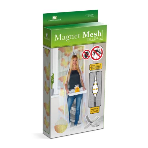 Szúnyogháló függöny ajtóra - mágneses - 100 x 210 cm - Sárga pillangós