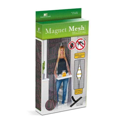 Szúnyogháló függöny ajtóra - mágneses - 100 x 210 cm - "Love" felirat