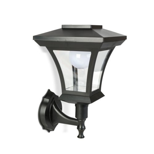 LED-es szolár lámpa - fali - 21 x 21 cm - 8 LED - fekete - melegfehér