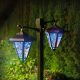 LED-es szolár lámpa - kandeláber - 137 cm - fekete - hidegfehér