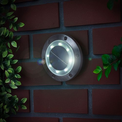 LED-es leszúrható / fali szolár lámpa - kör alakú - SMD LED - hidegfehér - 12 cm