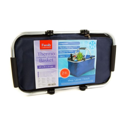 Thermo összecsukható bevásárlókosár - 49 x 28 x 25 cm - 21 L - kék