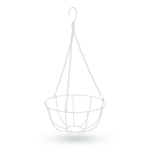 Akasztható fém kosár - virágcserépek rögzítéséhez - 25 cm - fehér