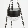 Felakasztható LED szolár - virág kaspó - fekete - műanyag - 26 x 16 cm