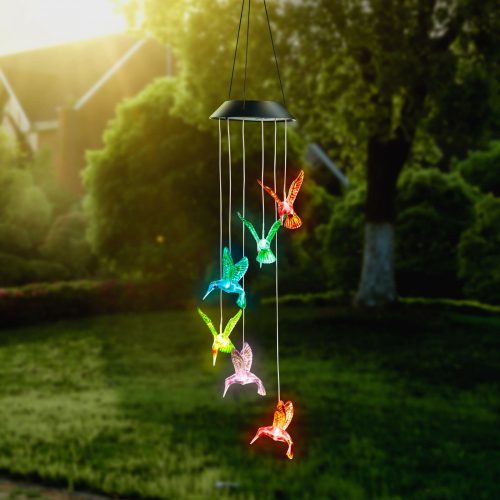 Felakasztható szolár lámpa - kolibri - RGB LED-del - 78 x 12,5 cm