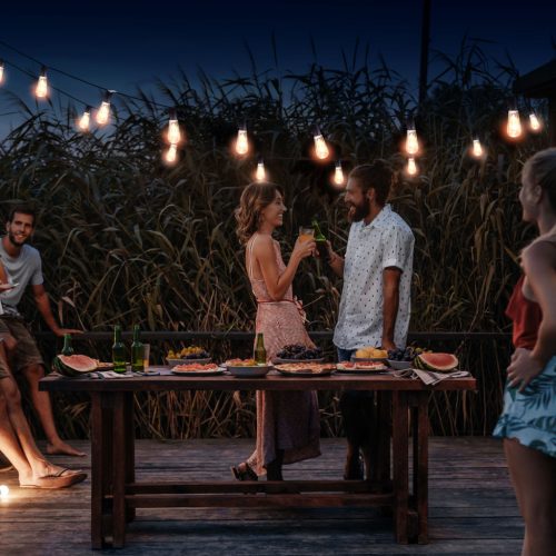 Felakasztható szolár lámpa - izzó - 4 melegfehér LED - 4,7 x 11 cm