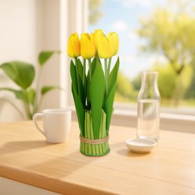 Műnövény dekoráció - tulipán - sárga - 26 x 6,5 cm
