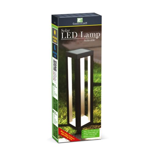 Leszúrható szolár lámpa - 1 melegfehér SMD LED - 10,5 x 10,5 x 46 cm