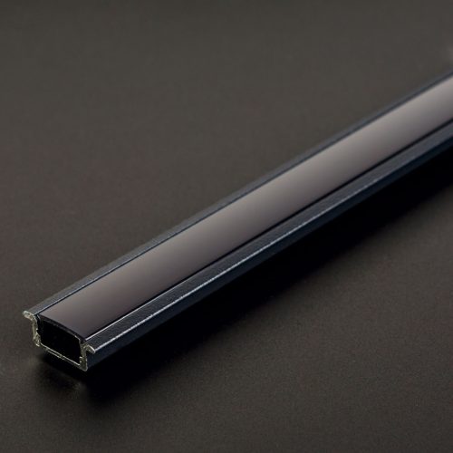 LED aluminium profil sín - 2000 x 23(17) x 8 mm - süllyeszthető U profil - fekete