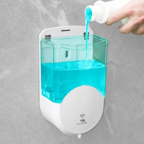 Szenzoros szappanadagoló - 600 ml - fali - elemes - fehér