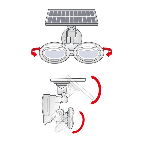 Mozgásérzékelős szolár reflektor - forgatható fejjel - 2 COB LED