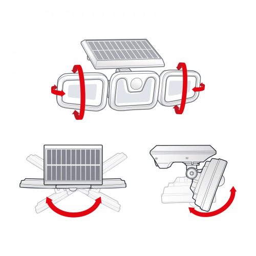Mozgásérzékelős szolár reflektor - karos, forgatható - 3 COB LED