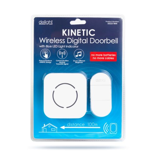 Digitális elem- és vezeték nélküli csengő - Kinetic - fehér - kék LED