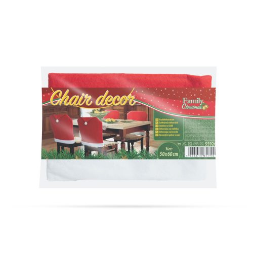 Karácsonyi Székdekor, székhuzat - mikulás sapka
