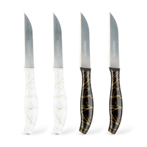 Konyhai kés készlet - 15 cm - fekete/fehér - 4 db / csomag