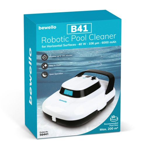Medencetisztító robot - vízszintes felületre - 40W - 106 μm - 6000 mAh - fehér