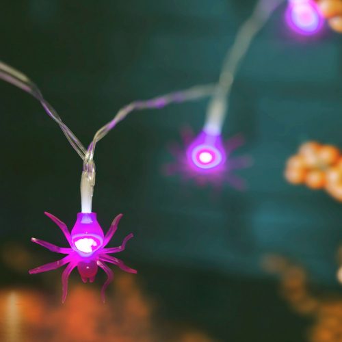 Halloween-i LED-es fényfüzér - pók
