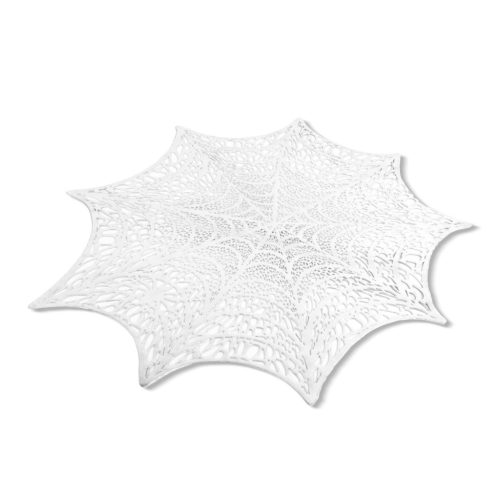 Halloween-i dekoráció - pókháló alátét - ezüst - Ø37 cm - műanyag