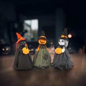 Halloween-i dekoráció - szellem, macska, tökfej - 21 cm