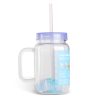 Szívószálas pohár - lila - 4 db hűthető jégkockával, 550ml,  17 x 7.5 x 13.5 cm