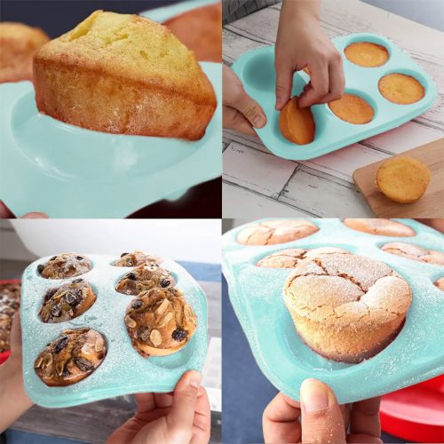 Szilikon muffin sütőforma kék - 6 adagos