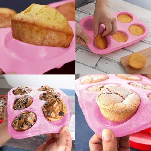 Szilikon muffin sütőforma pink - 6 adagos