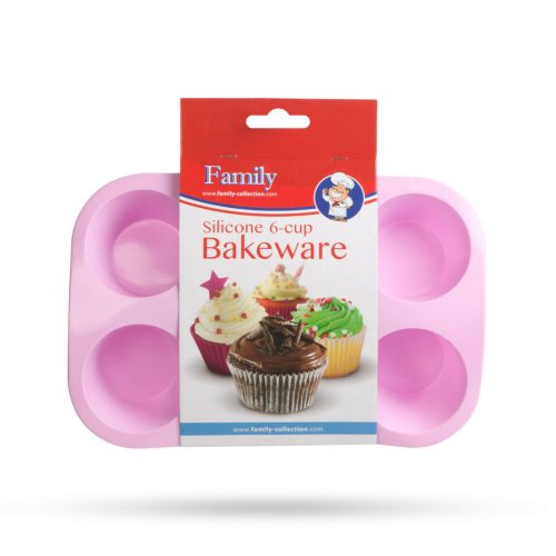 Szilikon muffin sütőforma pink - 6 adagos