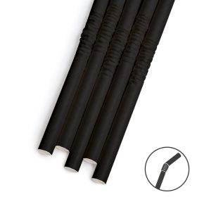   Papír szívószál - Halloween - fekete csíkos - 150 db/csomag