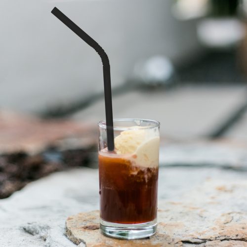 Papír szívószál - Halloween - fekete csíkos - 150 db/csomag