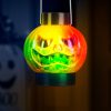 Halloween-i RGB LED lámpa - felakasztható tök - narancs / fekete - elemes