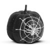 Halloween-i tök dekoráció - fekete glitteres - pókhálóval - 15 cm