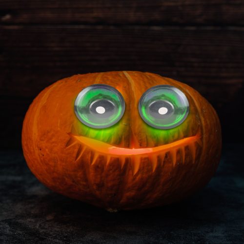 Halloween-i ijesztő szempár - zöld LED-es - elemes