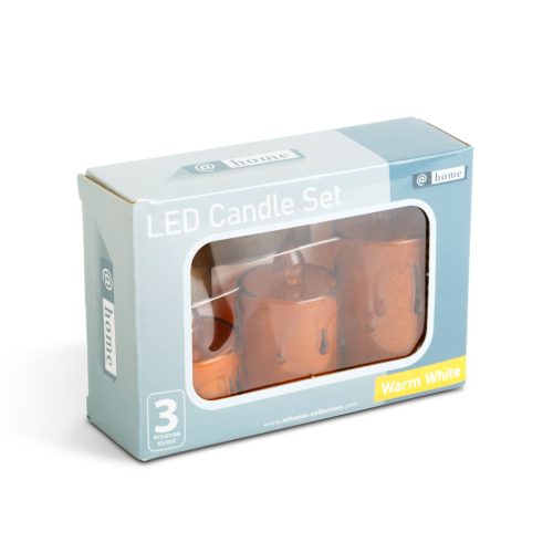 LED-es gyertya szett - melegfehér - műanyag - 3 db / szett
