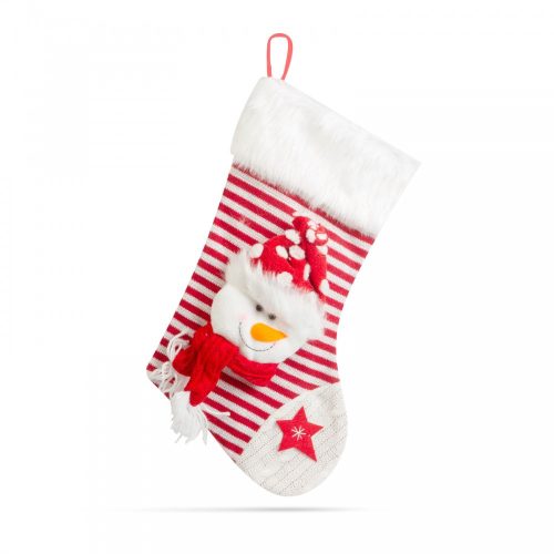 Mikulás csizma akasztóval - hóember - 52 x 28 cm