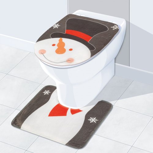 Karácsonyi WC ülőke és szőnyeg hóember mintával