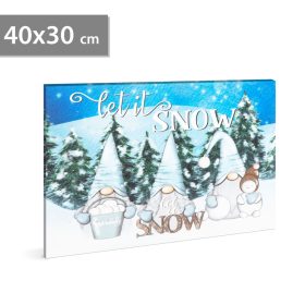   LED-es fali hangulatkép - "Let it snow" -  2 x AA, 40 x 30 cm