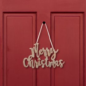   Karácsonyi dekoráció - "Merry Christmas" felirat - 20 x 12 cm - arany