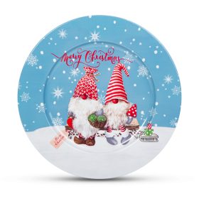 Karácsonyi tálca - fém - manós - 33 cm