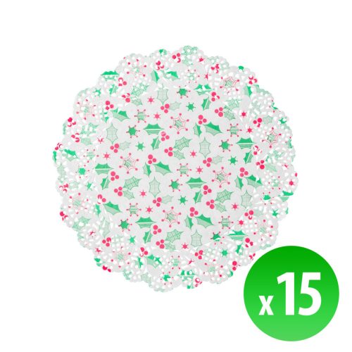 Karácsonyi tortacsipke - 21,5 cm - 15 db / csomag