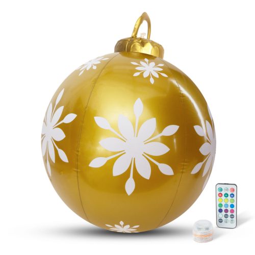 Felfújható RGB LED-es óriás karácsonyi gömb arany - 60 cm