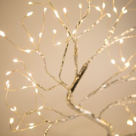   LED-es asztali fa dekoráció - melegfehér - érintőgombos, elemes, USB-s