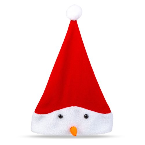 Karácsonyi mikulás sapka - Hóember mintával - 30 x 45 cm
