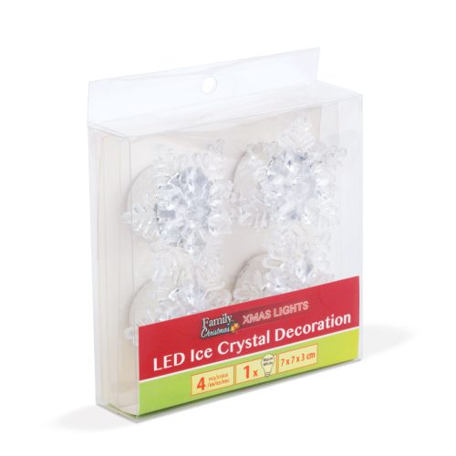 LED-es jégkristály dekoráció - elemes - 4 db / csomag