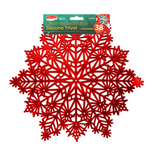 Szilikon edényalátét - jégkristály - piros - 38 cm