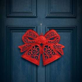   Karácsonyi dekoráció - masni - akasztható - piros - 35 cm